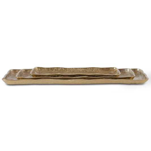 Abbyson Home Artisan Antique Gold Trays Set/3