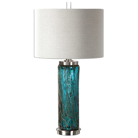 Abbyson Home Almanzora Blue Glass Lamp